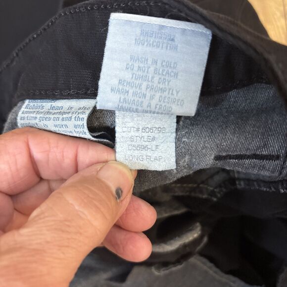 Robin Jeans Men Robins Vintage Long Flap Pockets Swarovski Crystals Black 38X34 - Picture 12 of 12